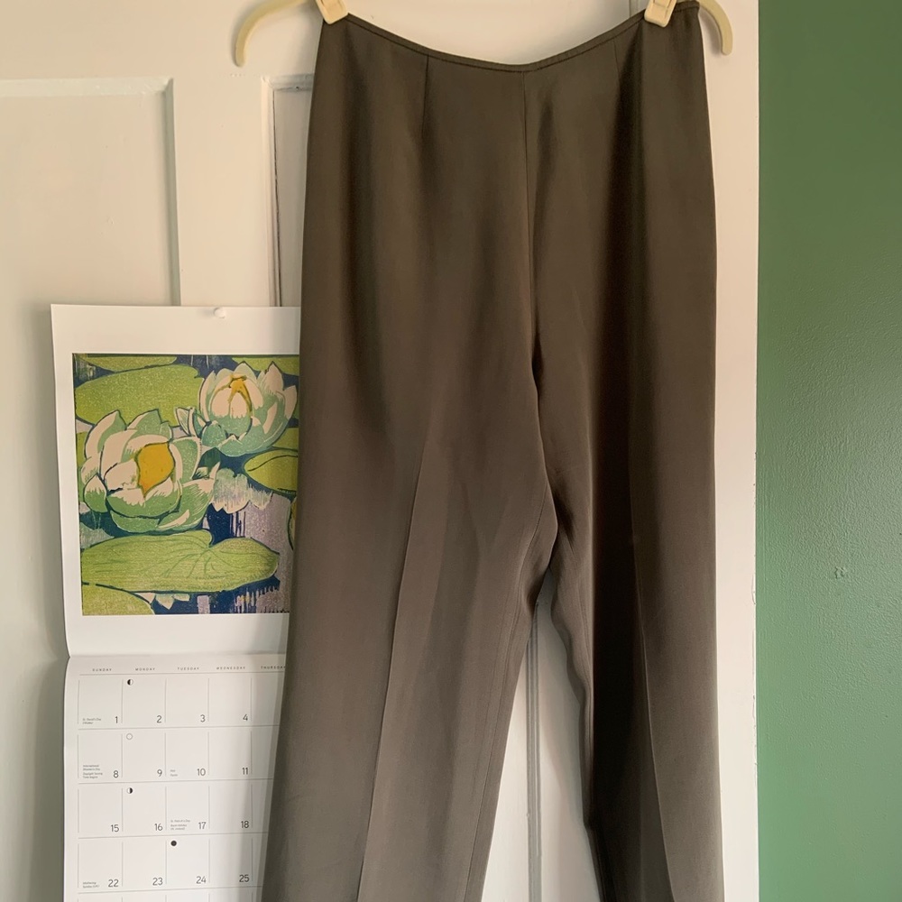 Vintage GETT silk trousers in moss green bnwot - Picture 6 of 6